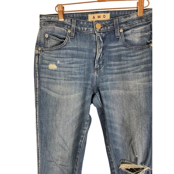 AMO Stix Crop Jeans Size 28 in Night Owl w/Destroy Wash Ankle Length Stretch - Picture 2 of 6